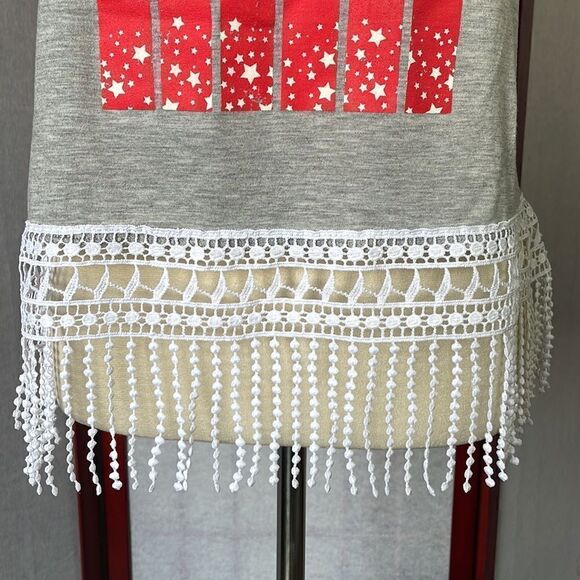 Celebrate Patriotic Juniors Tank Top w/Fringe on the Bottom (Size: Medium) - Picture 9 of 12